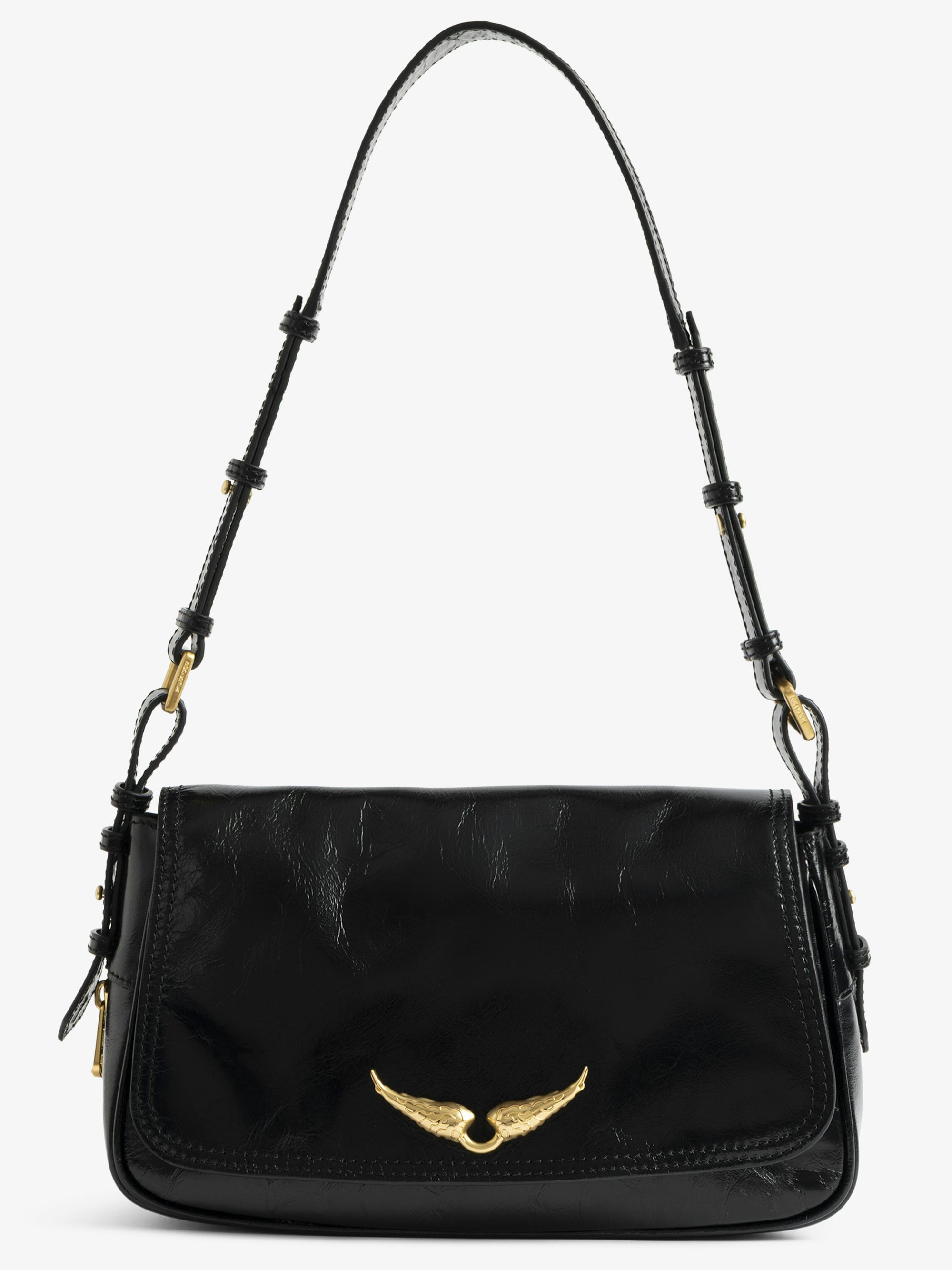 Le Zouzou Vintage Patent Bag - Small vintage effect patent leather bag with adjustable shoulder strap and signature wings.